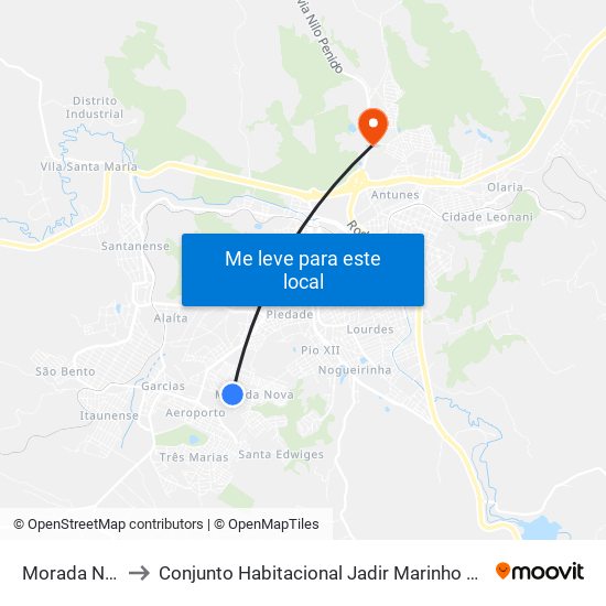 Morada Nova to Conjunto Habitacional Jadir Marinho De Faria map