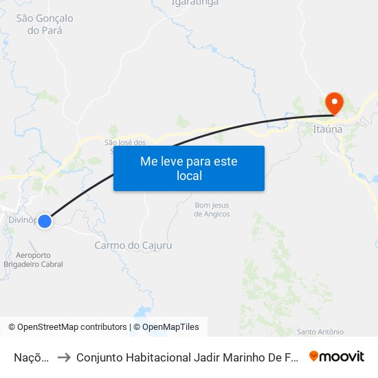 Nações to Conjunto Habitacional Jadir Marinho De Faria map