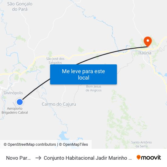 Novo Paraíso to Conjunto Habitacional Jadir Marinho De Faria map