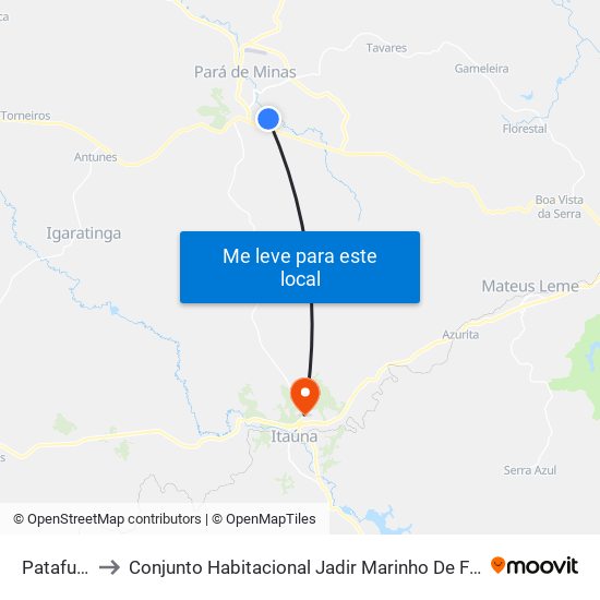 Patafufo to Conjunto Habitacional Jadir Marinho De Faria map