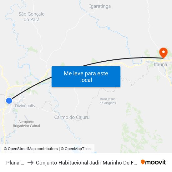 Planalto to Conjunto Habitacional Jadir Marinho De Faria map