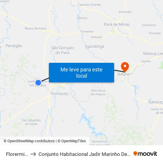 Florermida to Conjunto Habitacional Jadir Marinho De Faria map