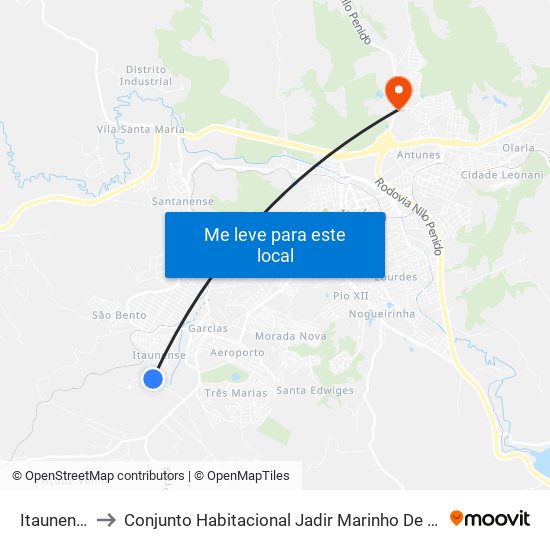 Itaunense to Conjunto Habitacional Jadir Marinho De Faria map