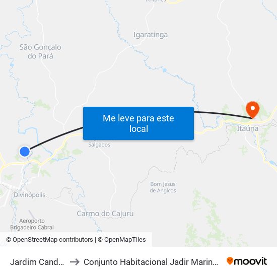 Jardim Candelária to Conjunto Habitacional Jadir Marinho De Faria map