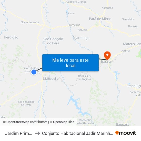 Jardim Primavera to Conjunto Habitacional Jadir Marinho De Faria map