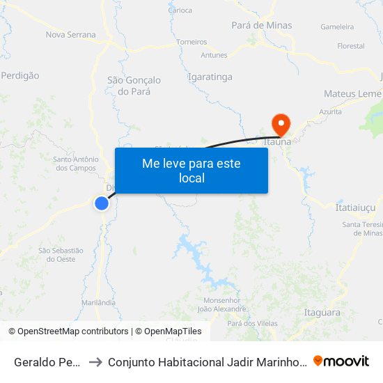 Geraldo Pereira to Conjunto Habitacional Jadir Marinho De Faria map