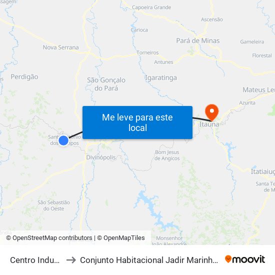 Centro Industrial to Conjunto Habitacional Jadir Marinho De Faria map