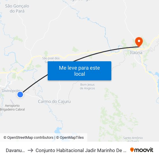 Davanuze to Conjunto Habitacional Jadir Marinho De Faria map