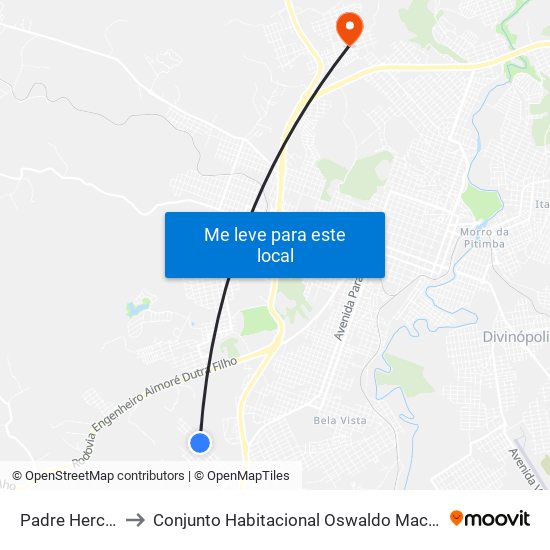 Padre Herculano to Conjunto Habitacional Oswaldo Machado Gontijo map