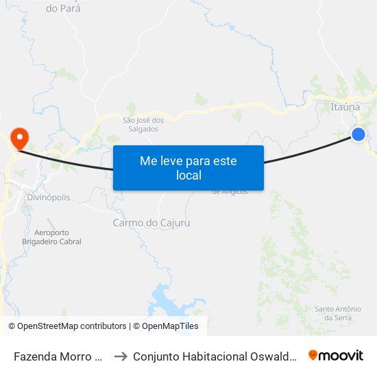 Fazenda Morro Do Engenho to Conjunto Habitacional Oswaldo Machado Gontijo map
