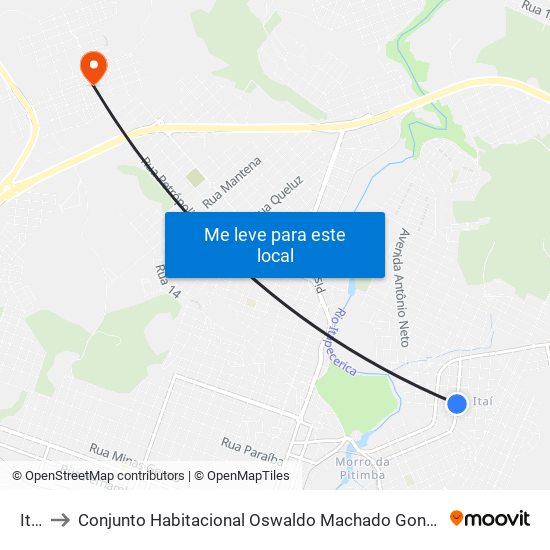 Itaí to Conjunto Habitacional Oswaldo Machado Gontijo map