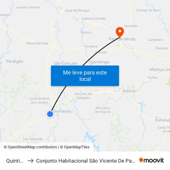 Quintino to Conjunto Habitacional São Vicente De Paulo map