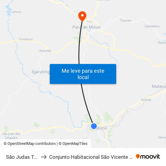 São Judas Tadeu to Conjunto Habitacional São Vicente De Paulo map