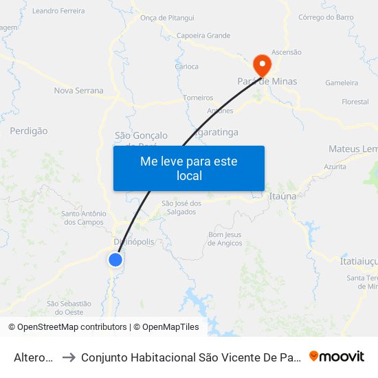 Alterosa to Conjunto Habitacional São Vicente De Paulo map