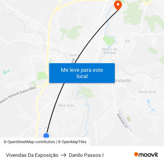Vivendas Da Exposição to Danilo Passos I map