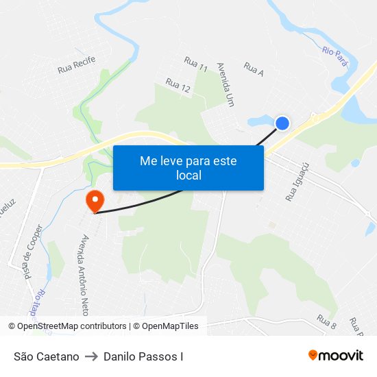 São Caetano to Danilo Passos I map