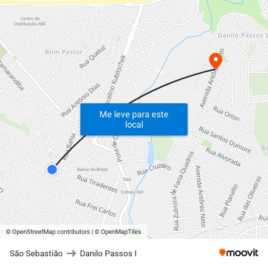 São Sebastião to Danilo Passos I map