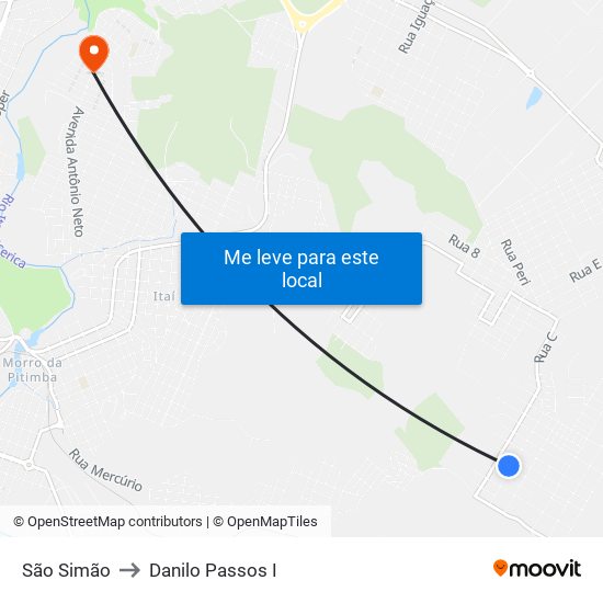 São Simão to Danilo Passos I map