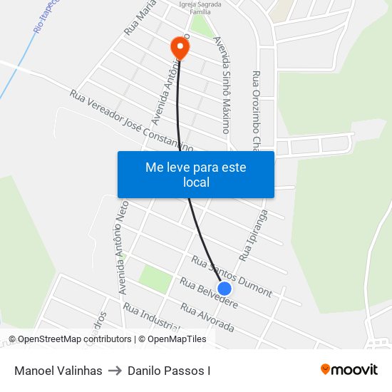 Manoel Valinhas to Danilo Passos I map