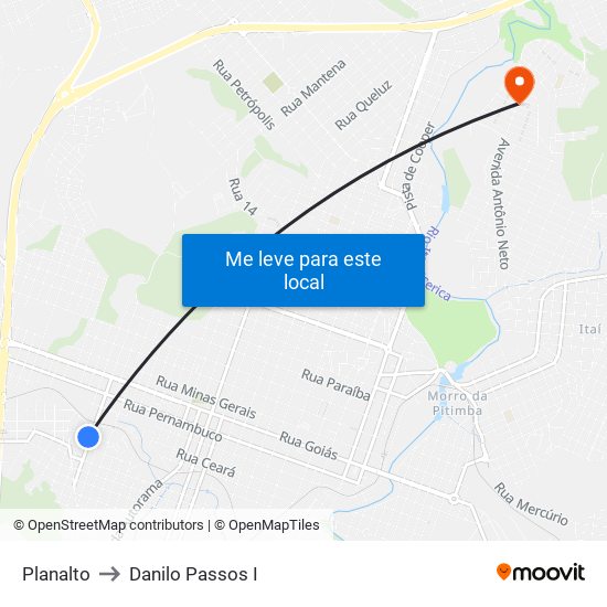 Planalto to Danilo Passos I map