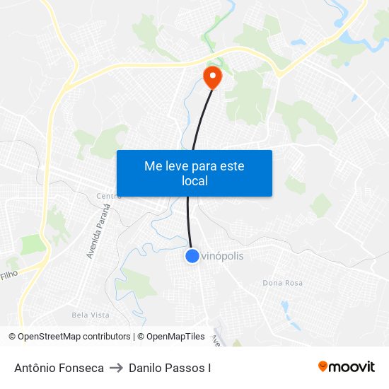 Antônio Fonseca to Danilo Passos I map