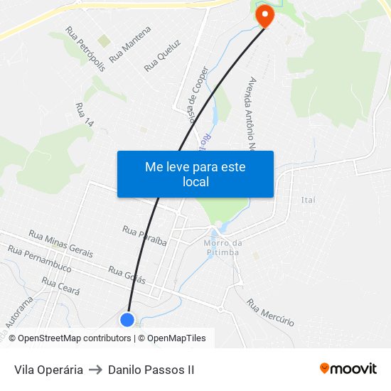 Vila Operária to Danilo Passos II map