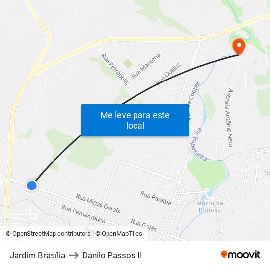 Jardim Brasília to Danilo Passos II map