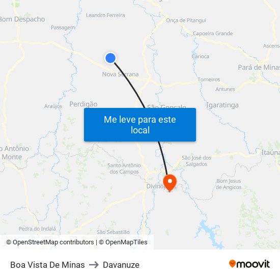 Boa Vista De Minas to Davanuze map