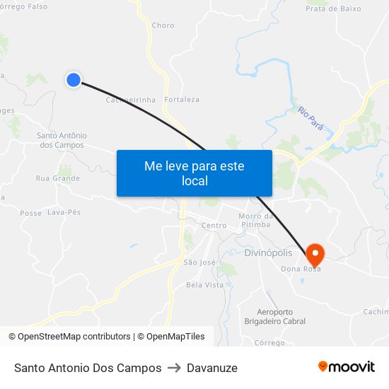 Santo Antonio Dos Campos to Davanuze map