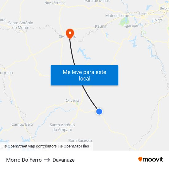 Morro Do Ferro to Davanuze map