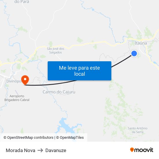 Morada Nova to Davanuze map