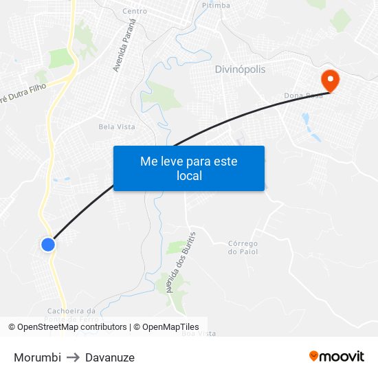 Morumbi to Davanuze map