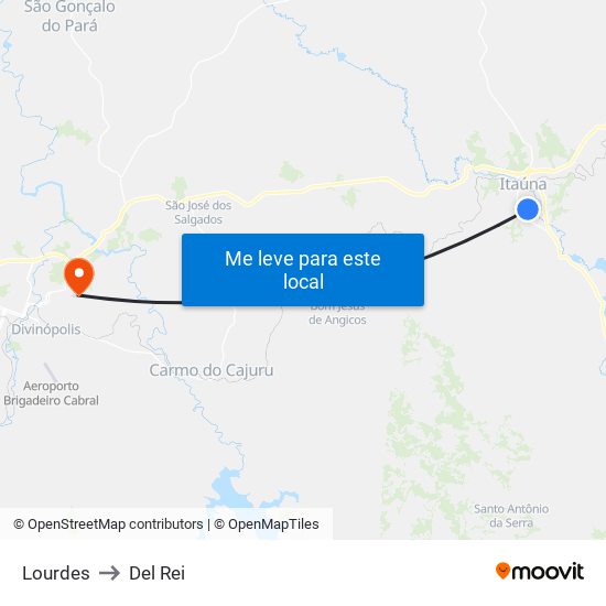 Lourdes to Del Rei map