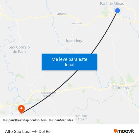 Alto São Luiz to Del Rei map