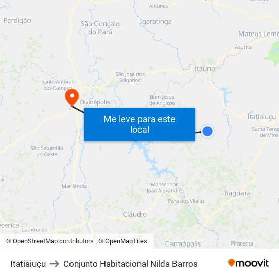 Itatiaiuçu to Conjunto Habitacional Nilda Barros map