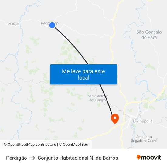 Perdigão to Conjunto Habitacional Nilda Barros map