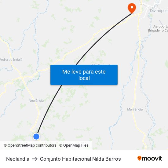 Neolandia to Conjunto Habitacional Nilda Barros map