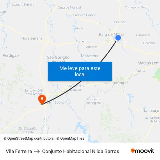 Vila Ferreira to Conjunto Habitacional Nilda Barros map