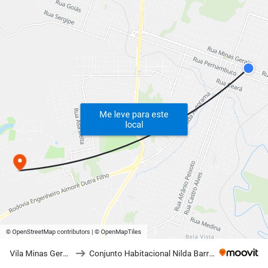 Vila Minas Gerais to Conjunto Habitacional Nilda Barros map