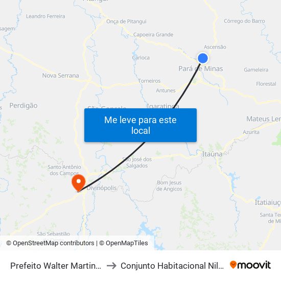 Prefeito Walter Martins Pereira to Conjunto Habitacional Nilda Barros map