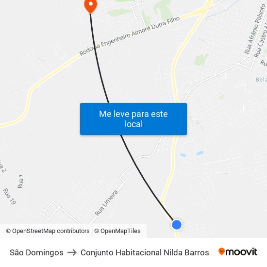 São Domingos to Conjunto Habitacional Nilda Barros map