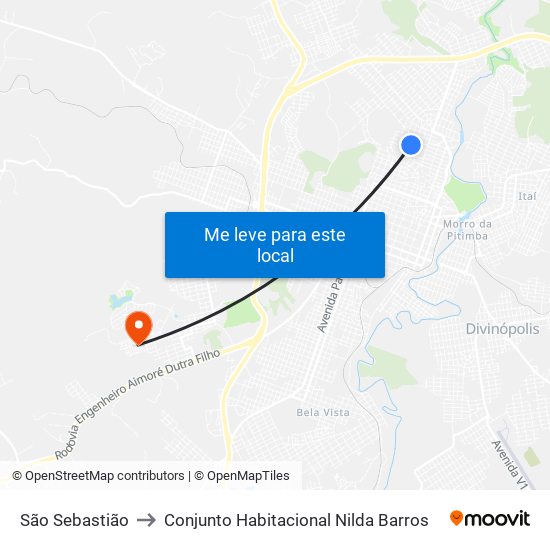 São Sebastião to Conjunto Habitacional Nilda Barros map