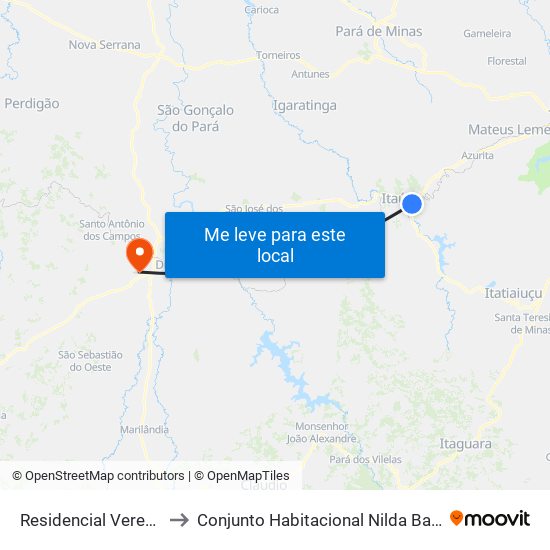 Residencial Veredas to Conjunto Habitacional Nilda Barros map