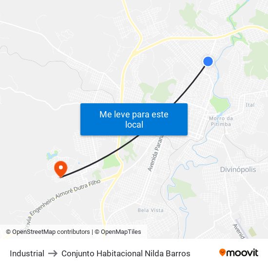 Industrial to Conjunto Habitacional Nilda Barros map