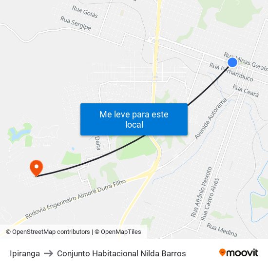 Ipiranga to Conjunto Habitacional Nilda Barros map