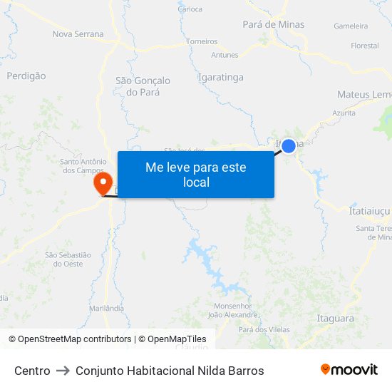 Centro to Conjunto Habitacional Nilda Barros map