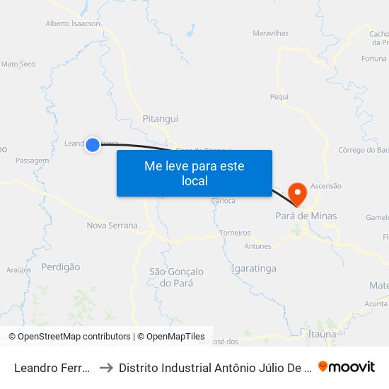 Leandro Ferreira to Distrito Industrial Antônio Júlio De Faria map