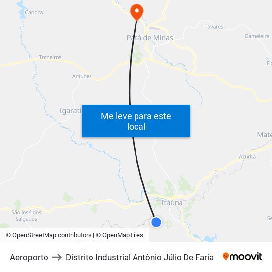 Aeroporto to Distrito Industrial Antônio Júlio De Faria map