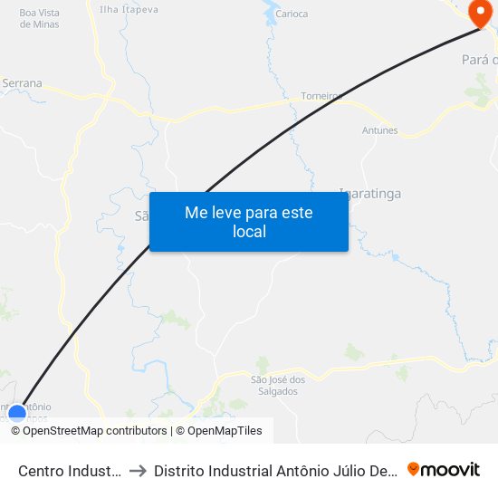 Centro Industrial to Distrito Industrial Antônio Júlio De Faria map