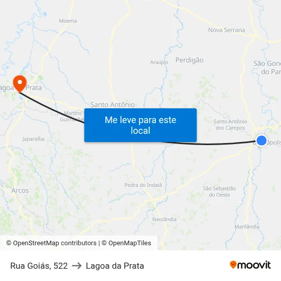 Rua Goiás, 522 to Lagoa da Prata map